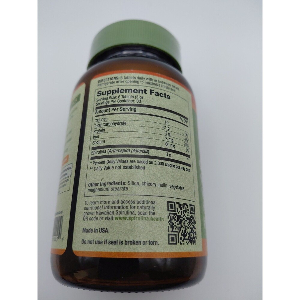 Pure Hawaiian Spirulina Vegan-Immunity & Cardiovascular Support 200 Tabs - Picture 3 of 3